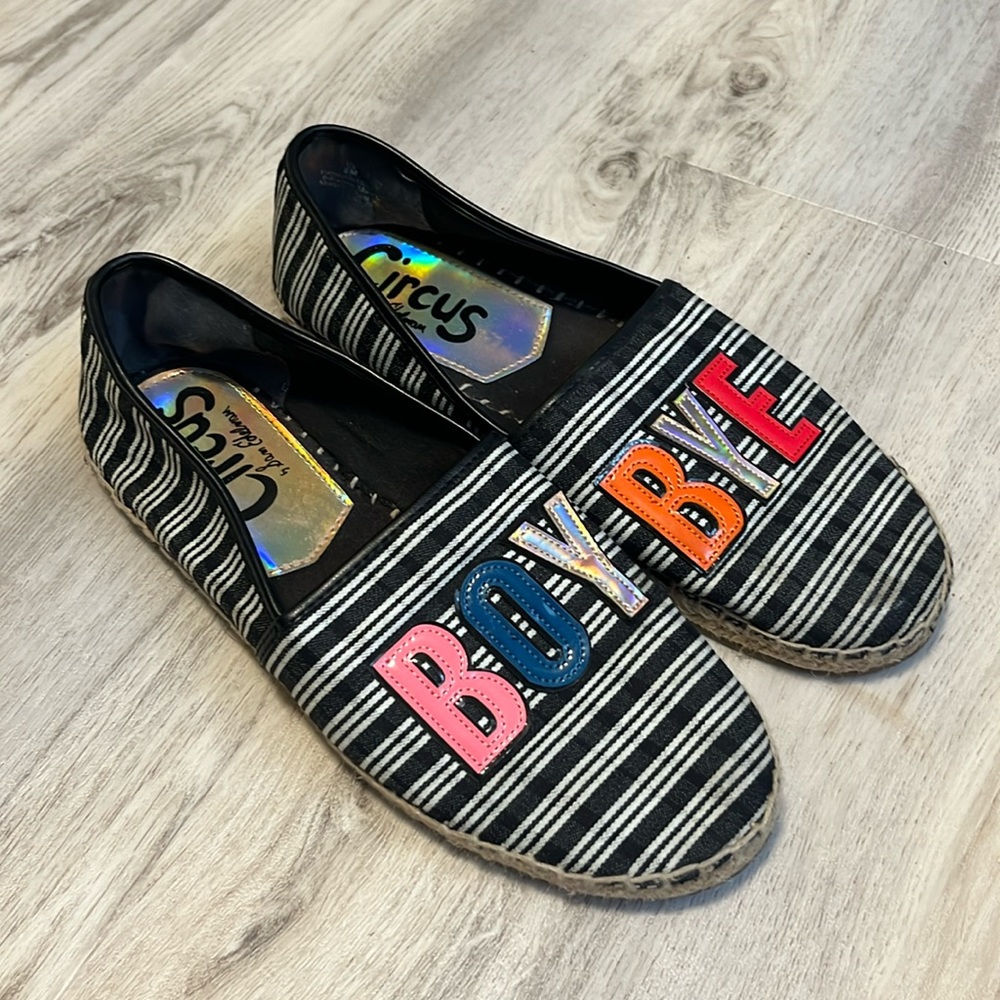 Sam Edelman Circus Boy Bye Flat Striped Slides 8 - Picture 1 of 5